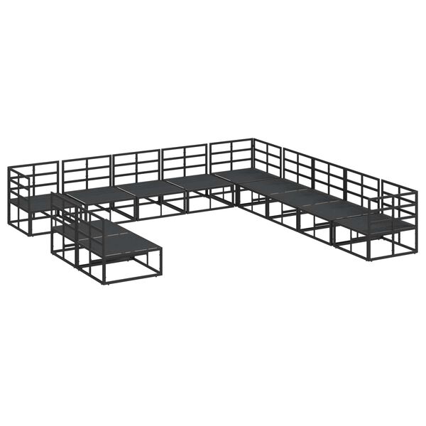 vidaXL Havesofa Sæt med pude 11 pcs Sort Aluminium
