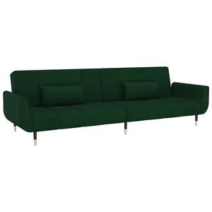 vidaXL 2-personers sovesofa med 2 puder fl&oslash;jl m&oslash;rkegr&oslash;n