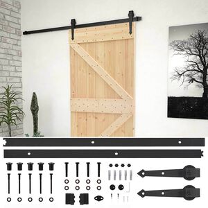 vidaXL Skyded&oslash;r 100 x 210 cm Massivt fyrretr&aelig; Naturfarvet og sort