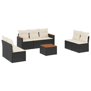 vidaXL sofas&aelig;t til haven 8 dele med hynder polyrattan sort