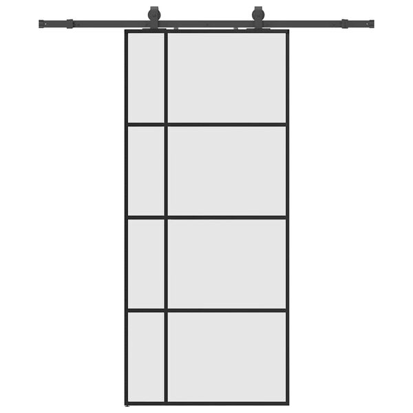 vidaXL skydedør med hardwaresæt 90x205 cm ESG glas sort