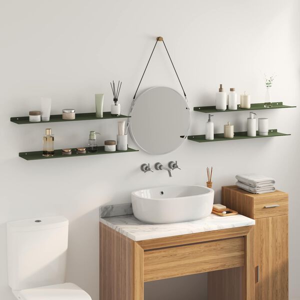 vidaXL Sv&aelig;vende hylde 4 pcs Oliven gr&oslash;n 80 x 18 x 2,5 cm St&aring;l