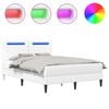 vidaXL Sengestel med LED-lysstrimler Hvid 140 x 190 cm Kunstl&aelig;der