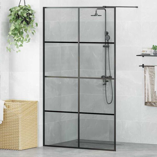 vidaXL Walk-in brusev&aelig;g Sort 115 x 195 cm h&aelig;rdet glas