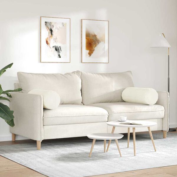 vidaXL Bolsterpuder 2 pcs Creme Ø 25 x 70 cm Velourstof