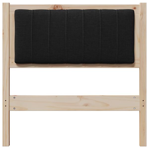 vidaXL Polstret sengegavl med hovedg&aelig;rde Brun 80 cm Massiv fyrretr&aelig;