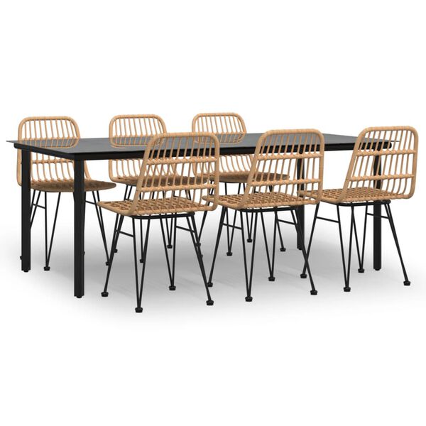 vidaXL spisebordssæt til haven 7 dele polyrattan