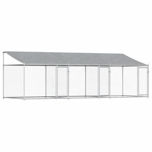 vidaXL hundeg&aring;rd med tag og l&aring;ger 6x2x2 m galvaniseret st&aring;l gr&aring;