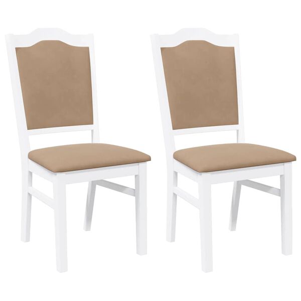 vidaXL spisebordsstole med hynder 2 stk. massivt gummitr&aelig; hvid