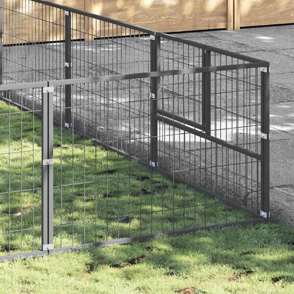 vidaXL hundel&oslash;beg&aring;rd 60 m&sup2; st&aring;l s&oslash;lvfarvet