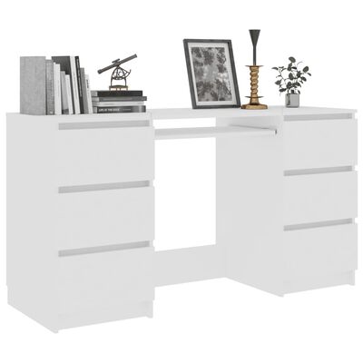vidaXL skrivebord 140x50x77 cm konstrueret træ hvid