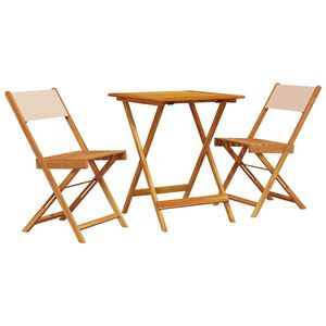 vidaXL bistros&aelig;t 3 dele stof og massivt tr&aelig; beige