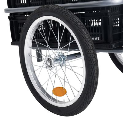 vidaXL cykelanhænger m. 50 l foldbar transportkasse 60 kg sort
