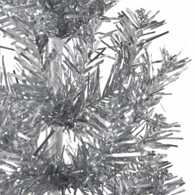 vidaXL kunstigt halvt juletræ med juletræsfod 210 cm smalt sølvfarvet