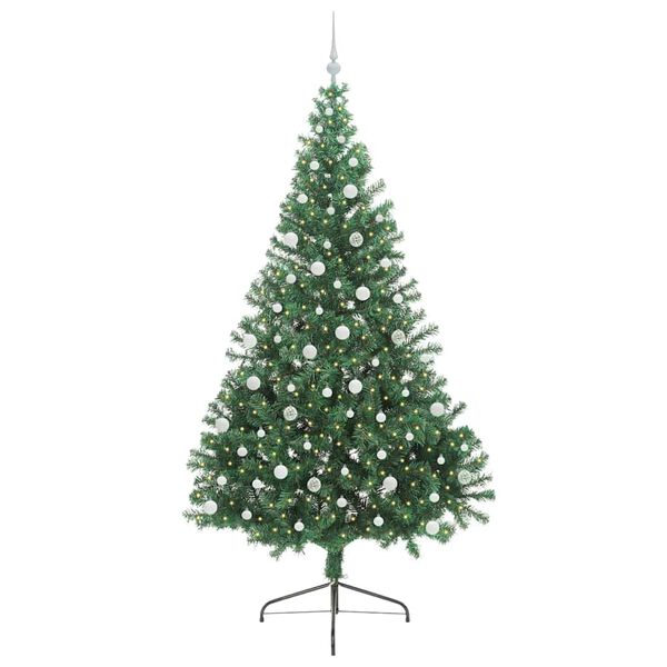 vidaXL Kunstig Forbelyst Juletr&aelig; med 300 LED'er Gr&oslash;n 240 cm PVC
