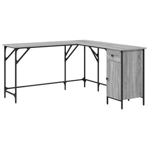 vidaXL skrivebord 141x141x75 cm konstrueret tr&aelig; gr&aring; sonoma-eg
