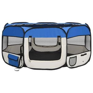 vidaXL foldbar hundeg&aring;rd med b&aelig;retaske 145x145x61 cm bl&aring;
