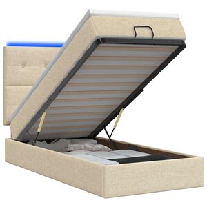 vidaXL Ottoman seng med madras og LED Cremefarvet 90 x 200 cm Stof