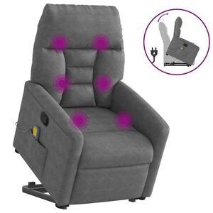 vidaXL massagestol med l&oslash;ftefunktion mikrofiberstof m&oslash;rkegr&aring;