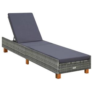 vidaXL liggestol med hynde polyrattan gr&aring;