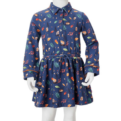 Langærmet kjole til børn str. 92 marineblå