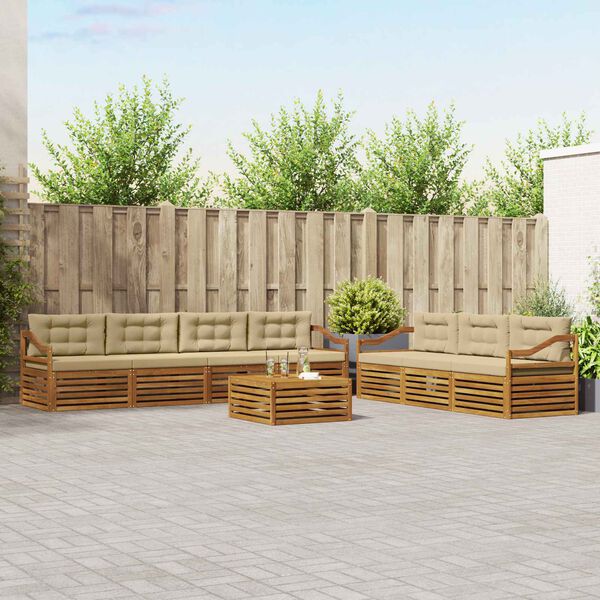 vidaXL Udend&oslash;rs sofagruppe med pude 8 pcs Naturlig og Beige