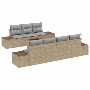 vidaXL Havesofa S&aelig;t med pude 8 pcs Beige og gr&aring; polyrattan