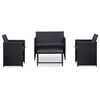vidaXL haveloungesæt 4 dele med hynder polyrattan sort