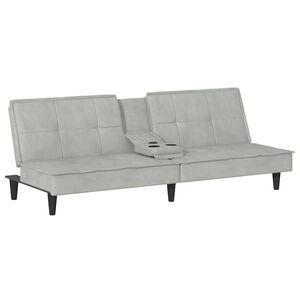 vidaXL sovesofa med kopholdere velour lysegr&aring;