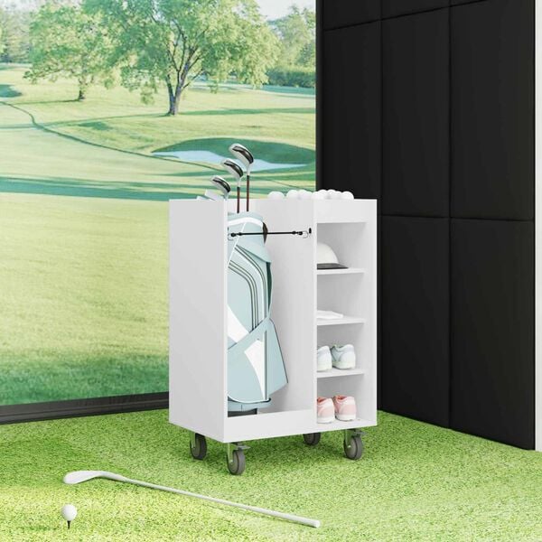 vidaXL Golf Skab med hjul Ensfarvet Hvid 65 x 45 x 98 cm