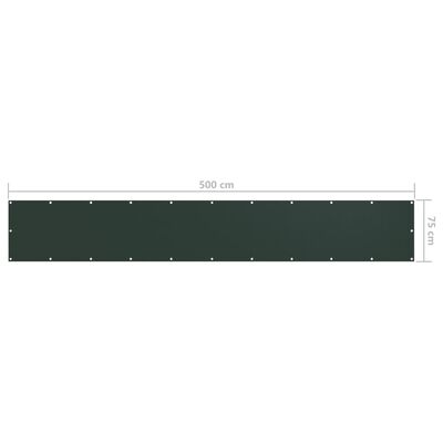 vidaXL altanafskærmning 75x500 cm oxfordstof mørkegrøn