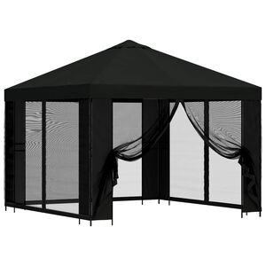 vidaXL Havel&aelig;ger med sidev&aelig;gge 3 x 3 m Sort Polyester og St&aring;l 190 gsm