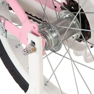 vidaXL børnecykel med frontlad 14 tommer hvid og lyserød