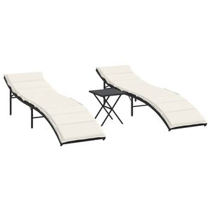 vidaXL liggestole 2 stk. med bord polyrattan sort