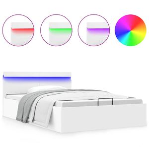 vidaXL hydraulisk opbevaringsseng 140x200 cm kunstl&aelig;der hvid