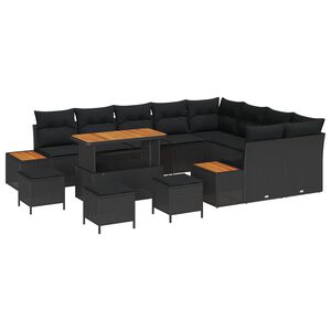 vidaXL Havesofa S&aelig;t 13 stk. 12-personers Sort Poly rattan