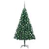 vidaXL kunstigt juletr&aelig; med lys og kugles&aelig;t 180 cm PVC gr&oslash;n