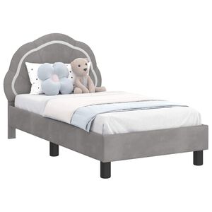 vidaXL Sengestel til tumling med hovedg&aelig;rde Lysegr&aring; 70 x 140 cm Fl&oslash;jl