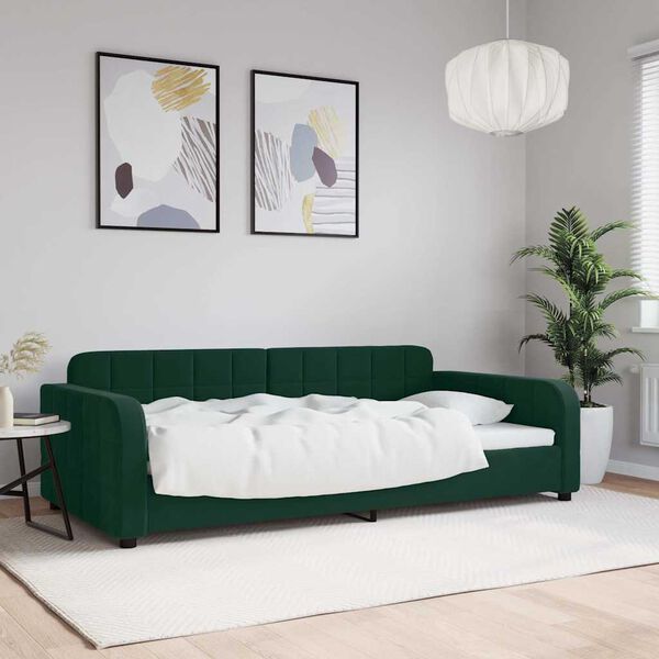 vidaXL daybed 100x200 cm velour m&oslash;rkegr&oslash;n