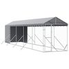vidaXL udend&oslash;rs hundeg&aring;rd med tag 2x10x2,5 m galvaniseret st&aring;l s&oslash;lv