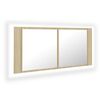 vidaXL badev&aelig;relsesskab m. spejl og LED-lys 100x12x45 akryl sonoma-eg