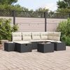 vidaXL Havesofa Sæt med pude 7 pcs Sort 55 x 62 x 69 cm Poly rattan