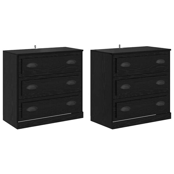 vidaXL Sideboards 2 pcs Sort eg 70 x 35,5 x 67,5 cm Konstrueret tr&aelig;