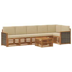 vidaXL Sektionalsofa s&aelig;t 6 pcs Naturfarvet Soli Akacietr&aelig; og polyester