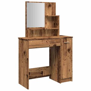vidaXL makeupbord med spejl 86,5x35x136 cm gammelt tr&aelig;-look