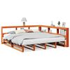 vidaXL seng med reol uden madras 200x200cm massivt fyrretr&aelig; gyldenbrun