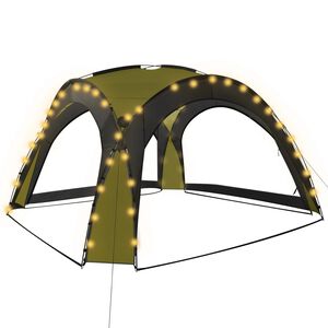 vidaXL festtelt med LED og 4 sidev&aelig;gge 3,6x3,6x2,3 m bl&aring;