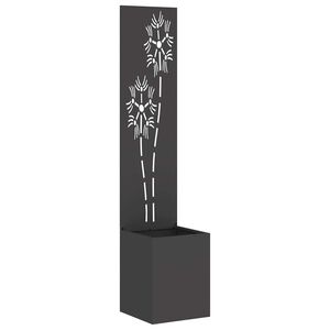 vidaXL Have privatliv sk&aelig;rm Blomstret Sort 32 x 150 cm Koldvalset st&aring;l