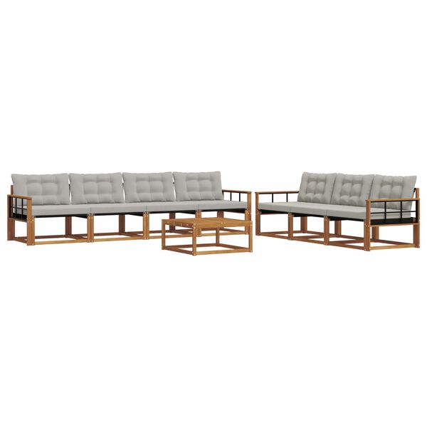 vidaXL Udend&oslash;rs sofagruppe med pude 8 pcs Naturlig og Lys Gr&aring;