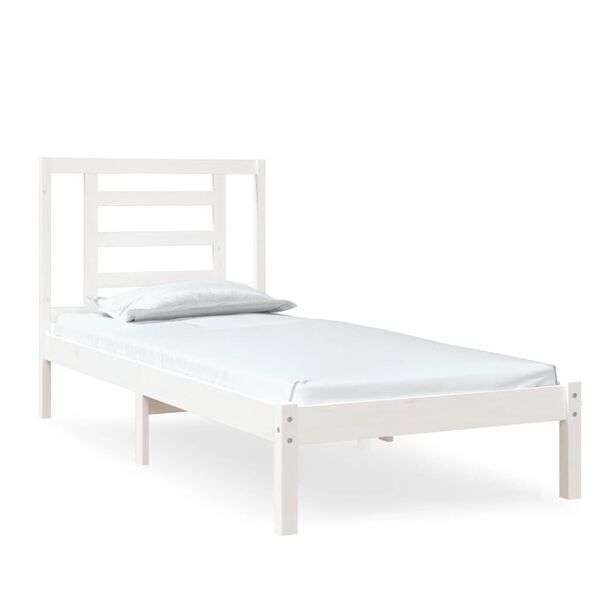 vidaXL sengeramme 75x190 cm Small Single massivt træ hvid